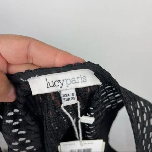 NEW Lucy Paris Black Sleeveless Mesh Crop Top Scoop Neck Women's Size Small - Picture 5 of 6